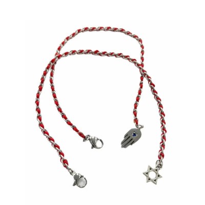Kabbalah Red String Star of David 7.5" Bracelet