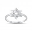 Sterling Silver Star Of David Ring With Clear CZ