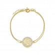 Shema Israel Chain Bracelet in Yellow Gold Plate with Stones