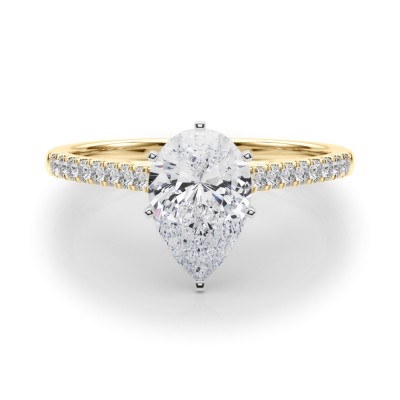 4.01 ctw. Pear Cut Diamond with a 14K YG or WG Cathedral Diamond Setting