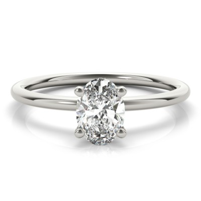 0.85 ct. Lab Grown Oval Cut Diamond with a 14K WG or YG Solitaire Setting