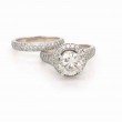 3.91 ctw. Round Cut Diamond Halo Engagement Ring and Wedding Band