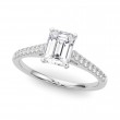 0.97 ct. Lab Grown Emerald Cut Diamond with a 14K WG or YG 0.16 ctw. Diamond Cathedral Setting