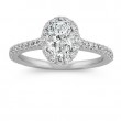 1.85 ctw. Oval Cut Halo Diamond Engagement Ring in 14k White Gold