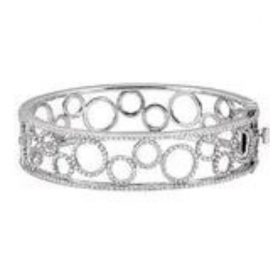 14K White 6 7/8 CTW Diamond Bangle Bracelet