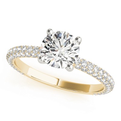3.30 ctw. Round Brilliant Cut Diamond Micropave Ring  in 14K YG or WG