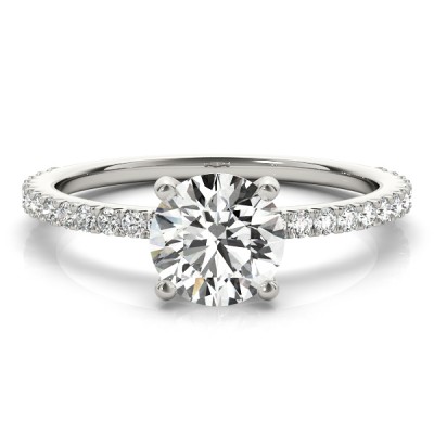 2.76 ctw. Round Brilliant Cut Diamond Ring in a 14K WG or YG French Pave Diamond Setting