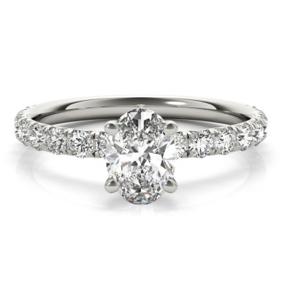 1.36 ctw. Oval Diamond Set In a 14K White Gold French Diamond Pave Setting