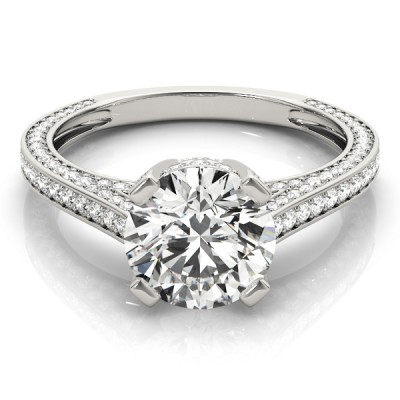 3.71 ctw. Round Brilliant Cut Diamond with a 14K WG or YG Solitaire Setting with a Matching Wedding Band