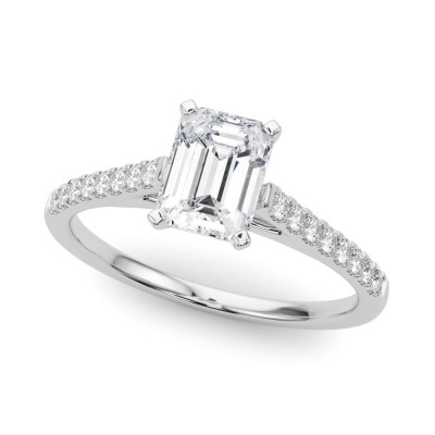 2.21 ctw. Emerald Cut Diamond with a 14K WG or YG Diamond Cathedral Setting
