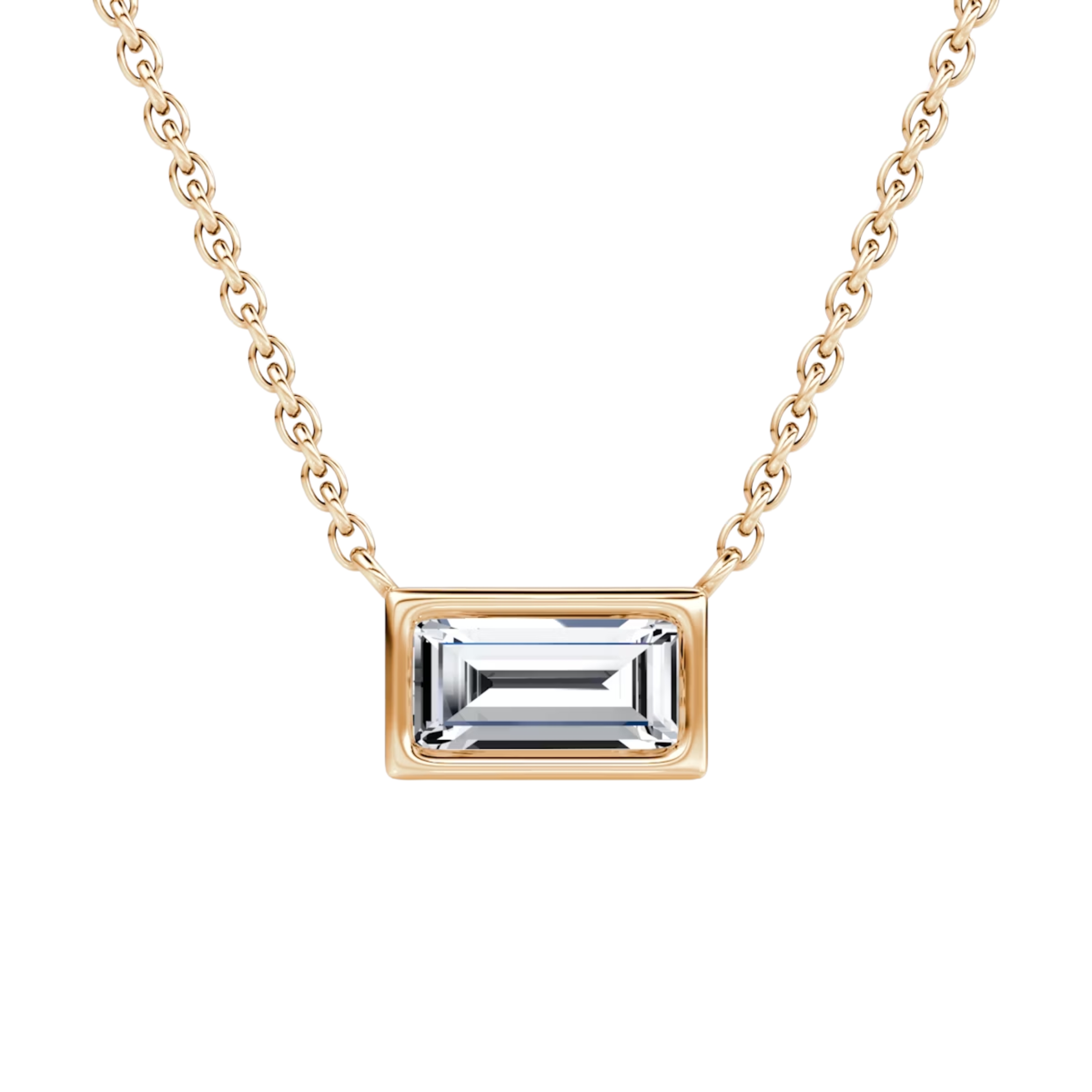 0.50ct Baguette Bezel Necklace 14K Rose Gold