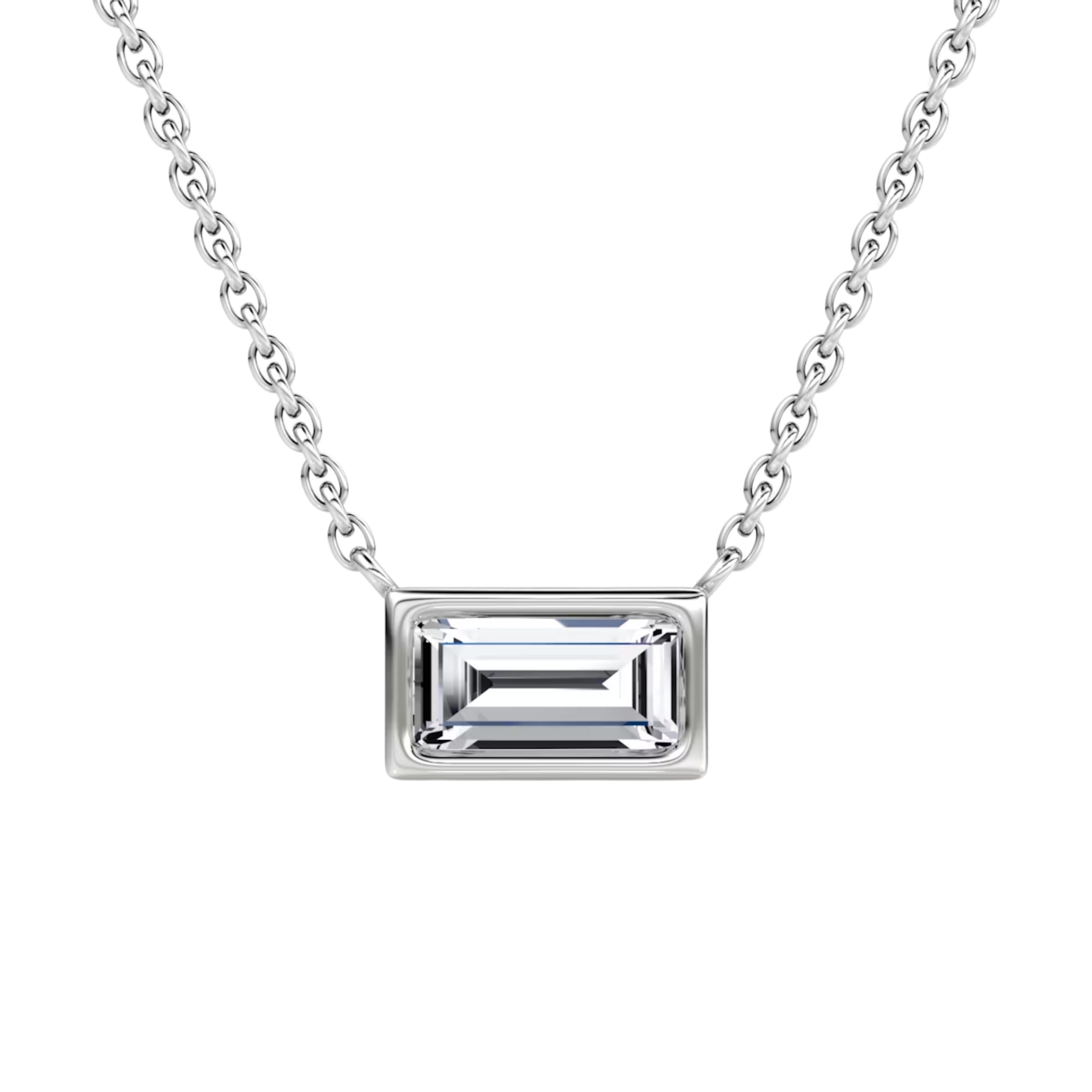 0.50ct Baguette Bezel Necklace 14K White Gold