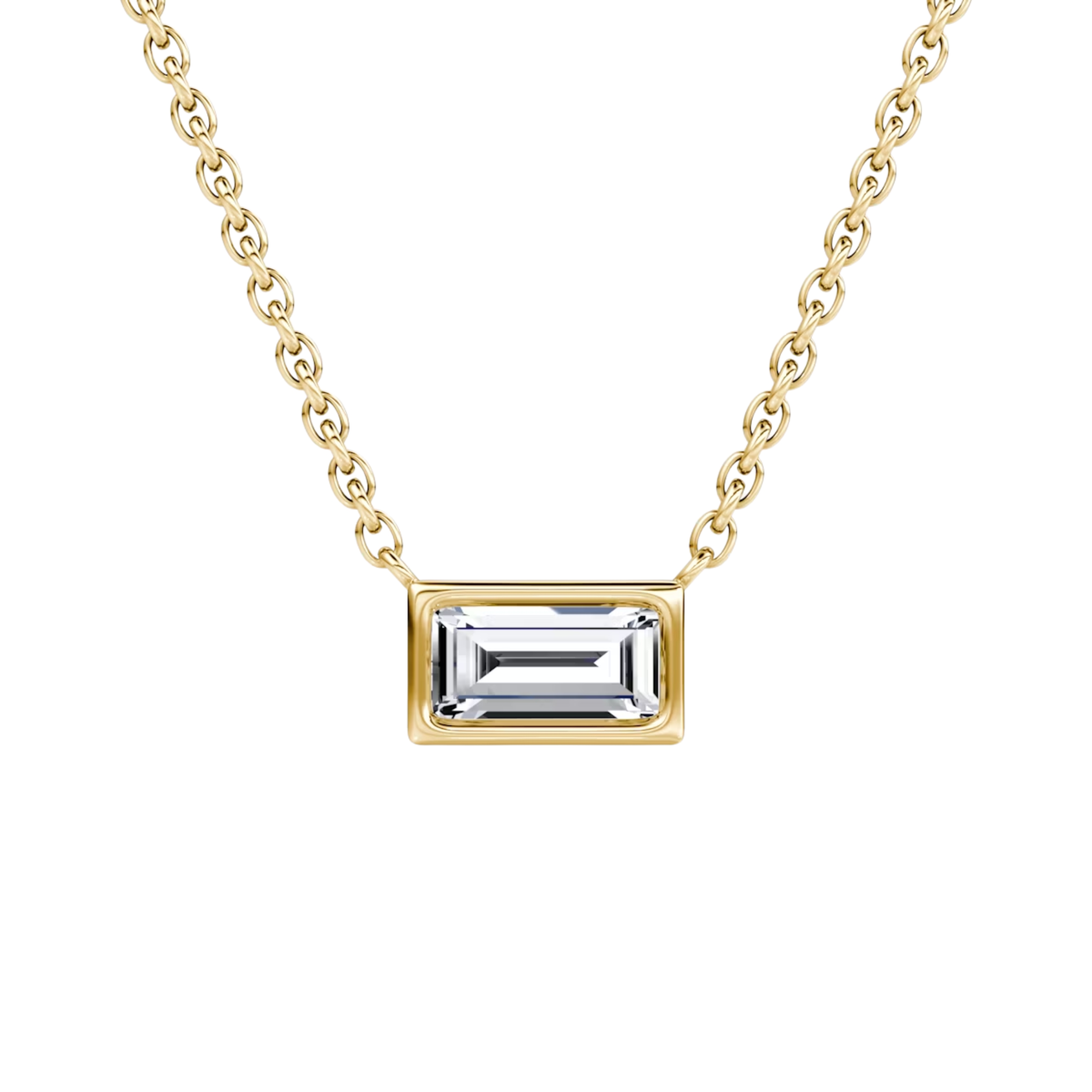 0.25ct Baguette Bezel Necklace 14K Yellow Gold