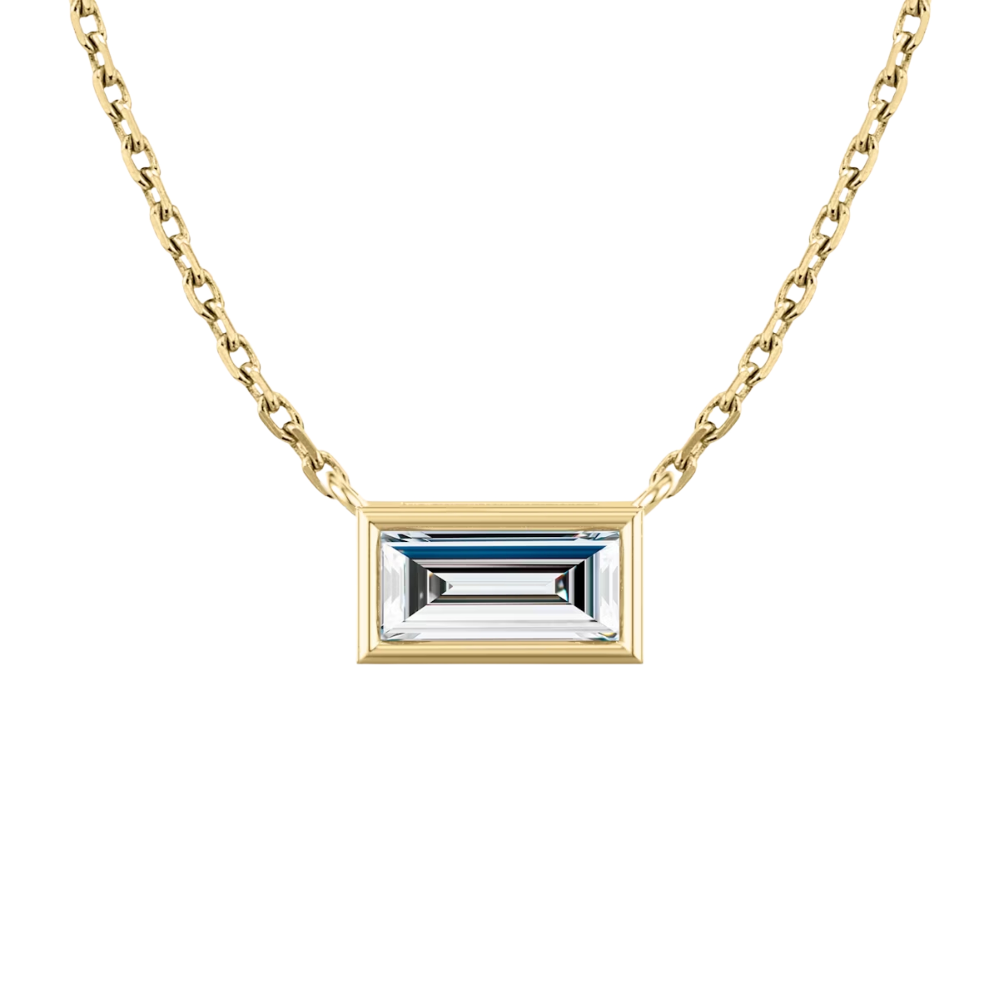 0.50ct Baguette Bezel Necklace 14K Yellow Gold