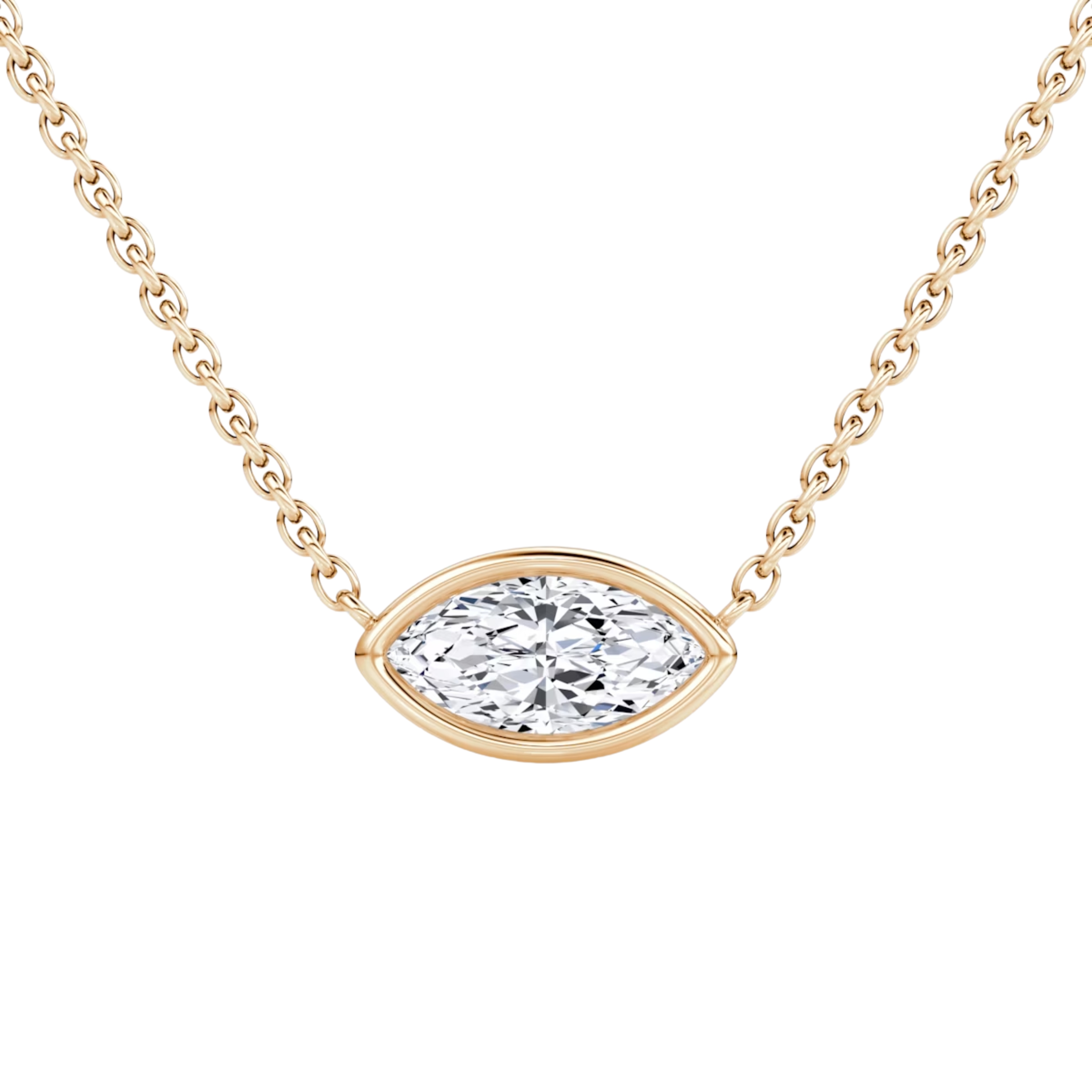 0.50ct Marquise Bezel Necklace 14K Rose Gold