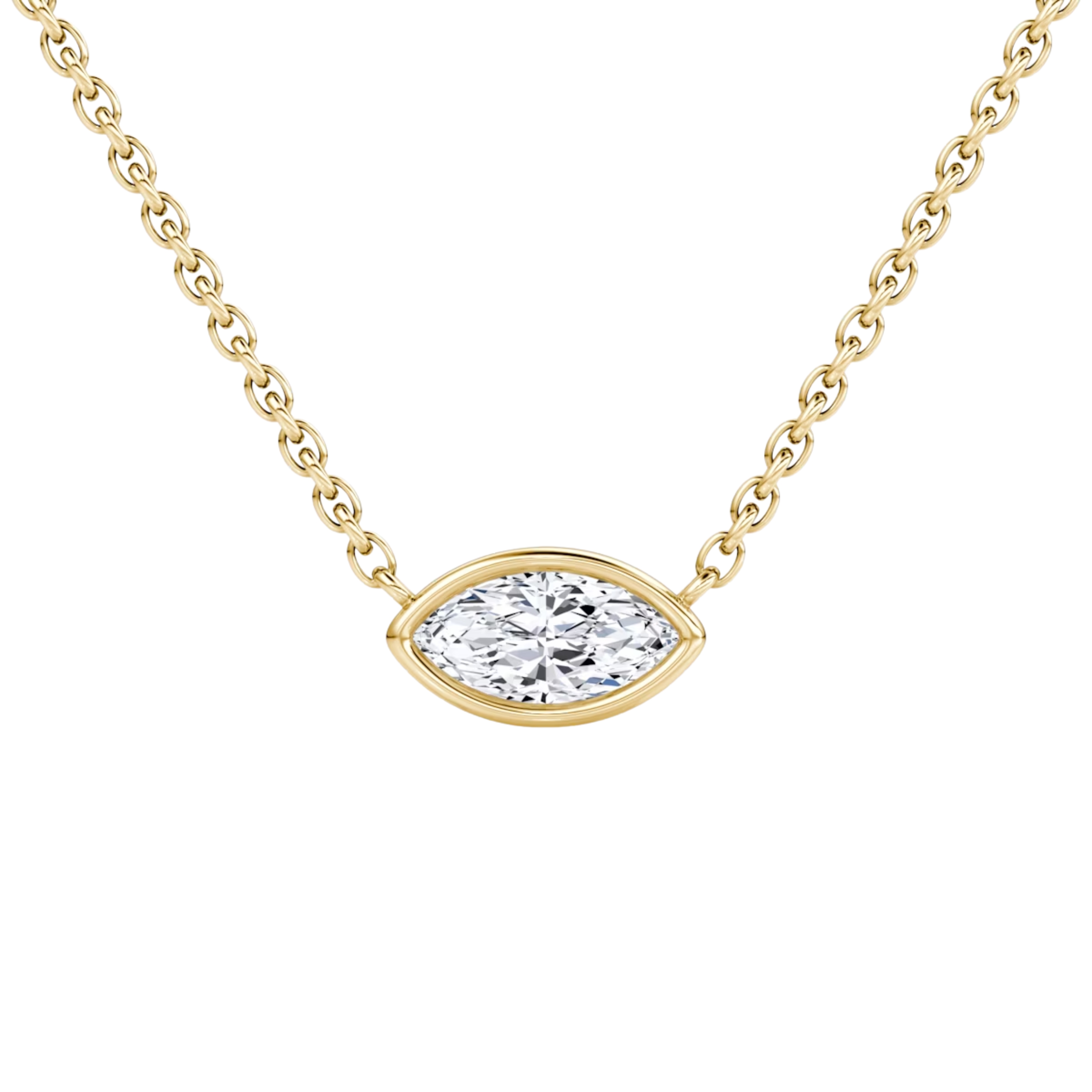 0.25ct Marquise Bezel Necklace 14K Yellow Gold
