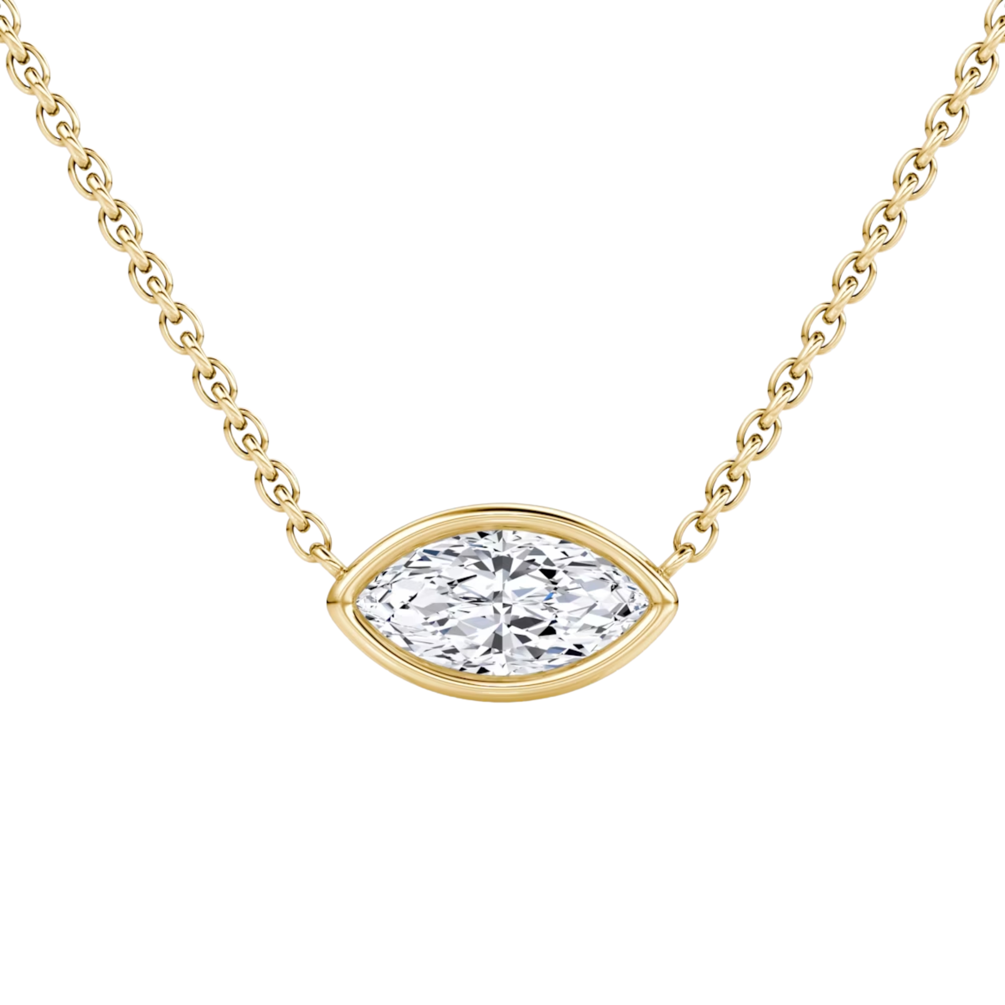 0.50ct Marquise Bezel Necklace 14K Yellow Gold