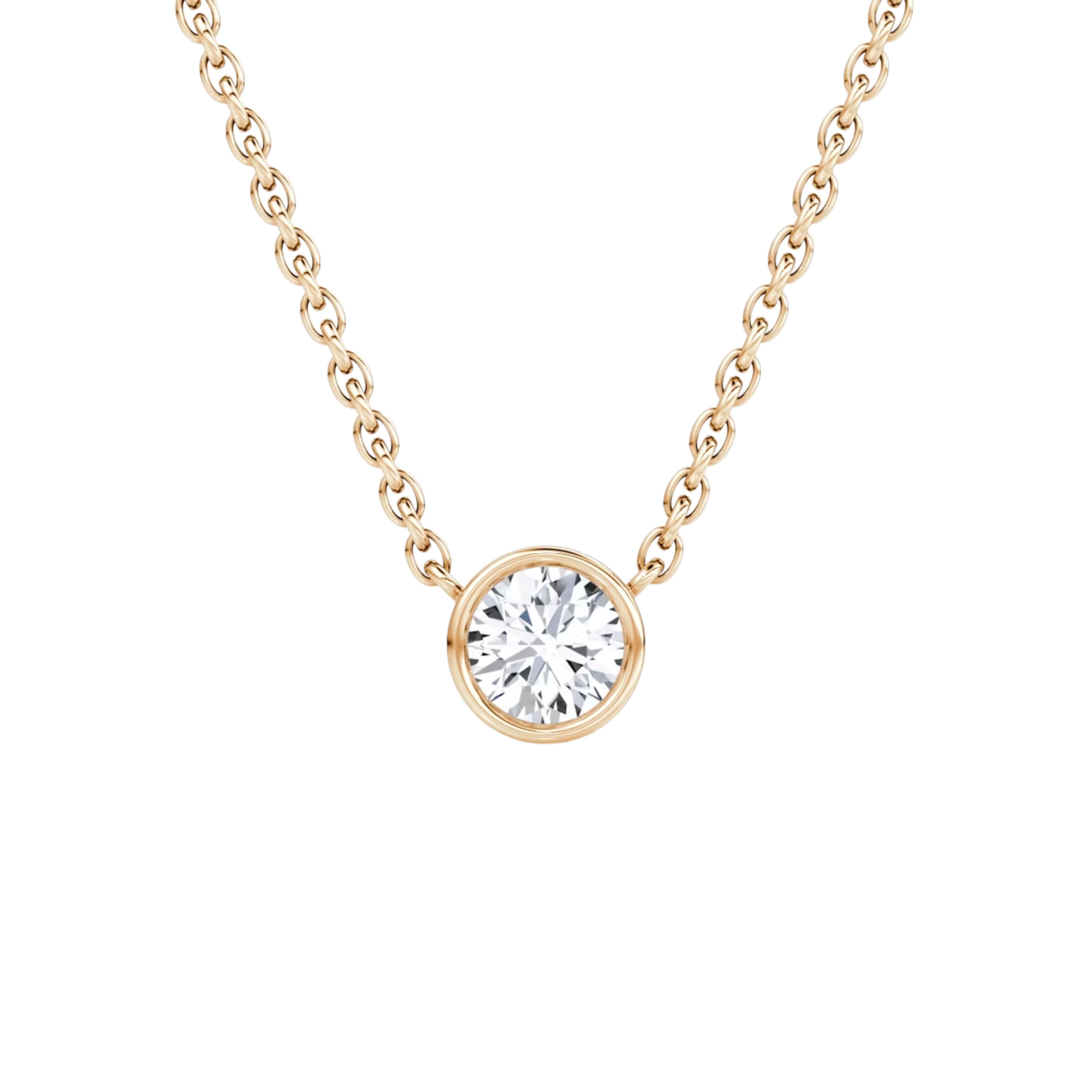 0.25ct Round Bezel Necklace 14K Rose Gold