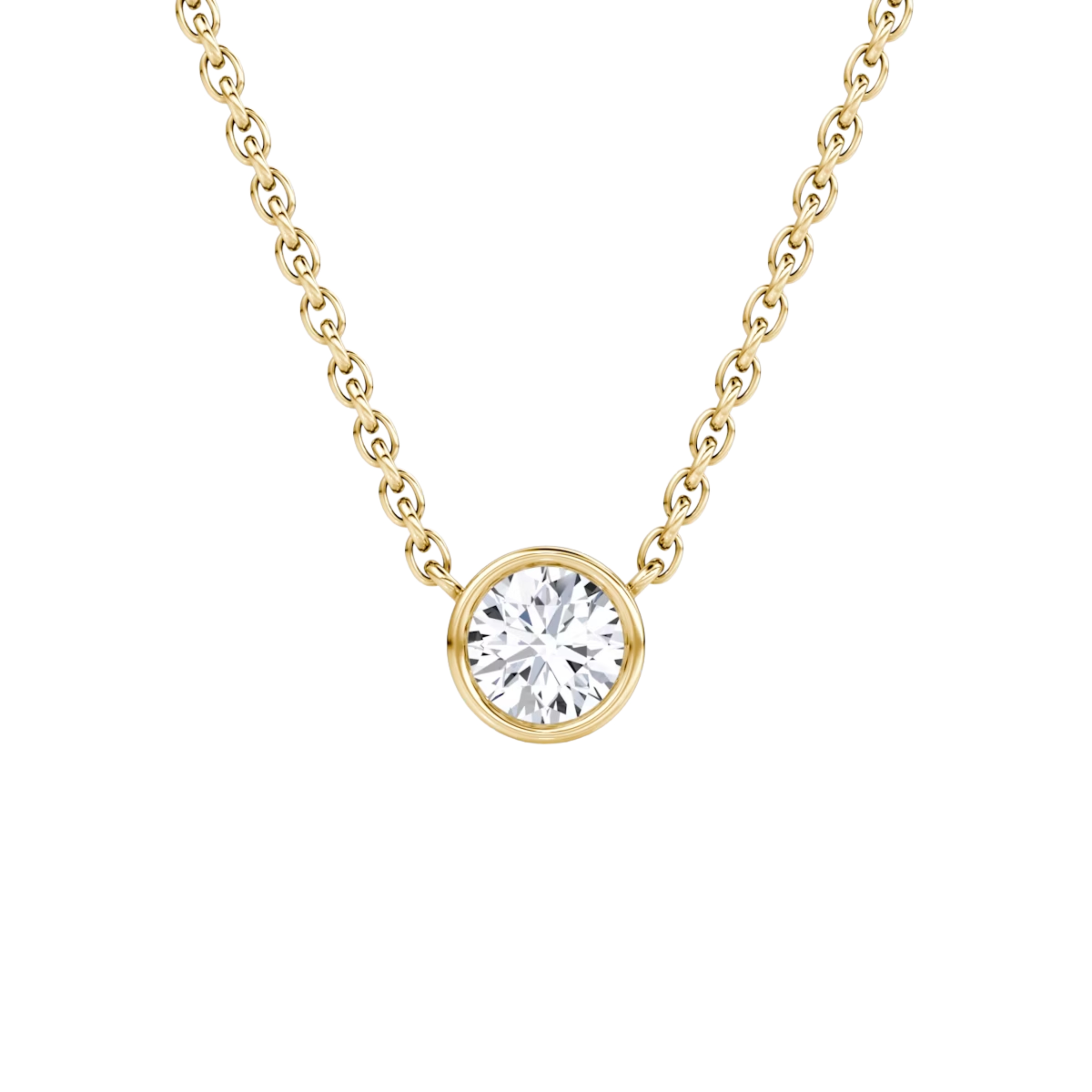 0.25ct Round Bezel Necklace 14K Yellow Gold