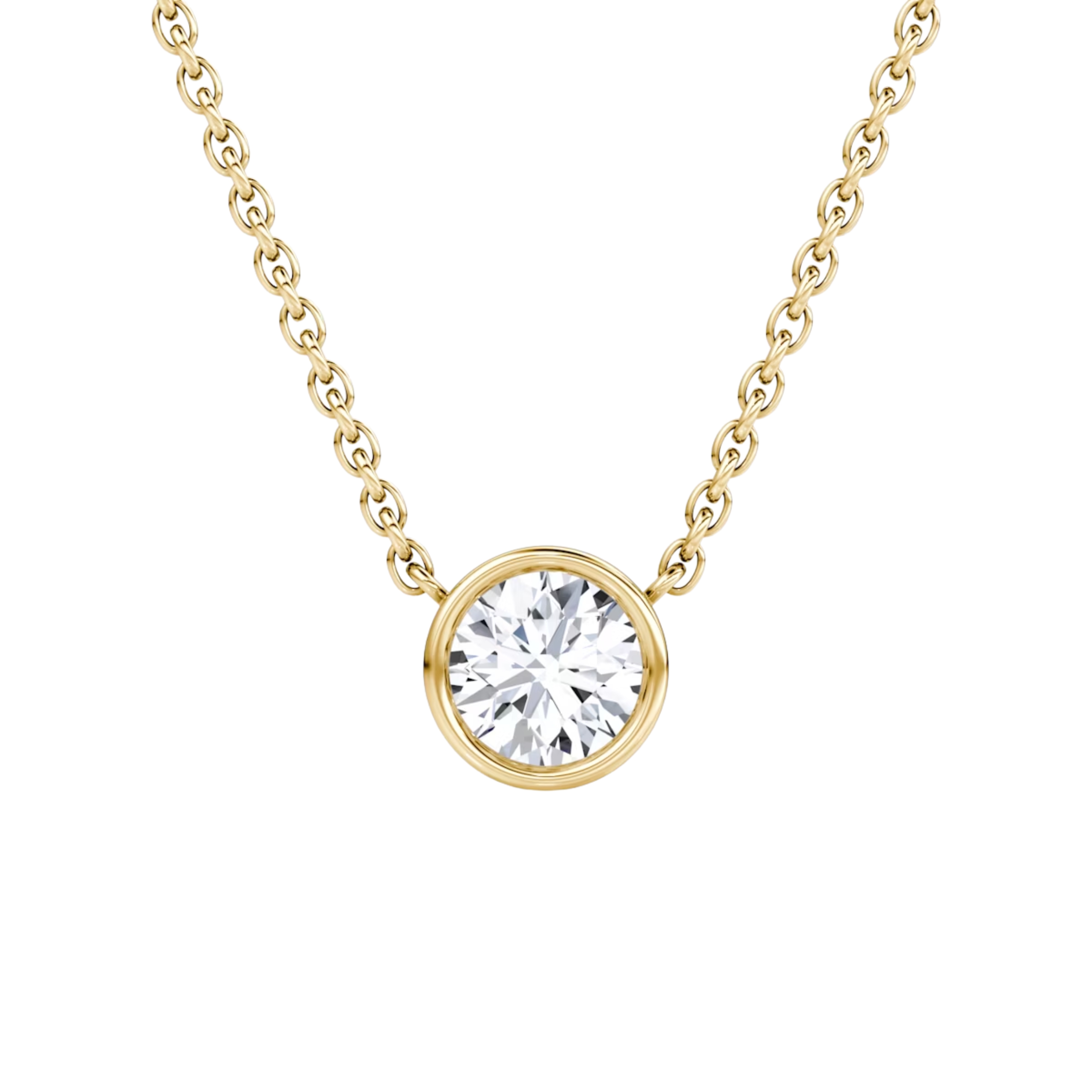 0.50ct Round Bezel Necklace 14K Yellow Gold