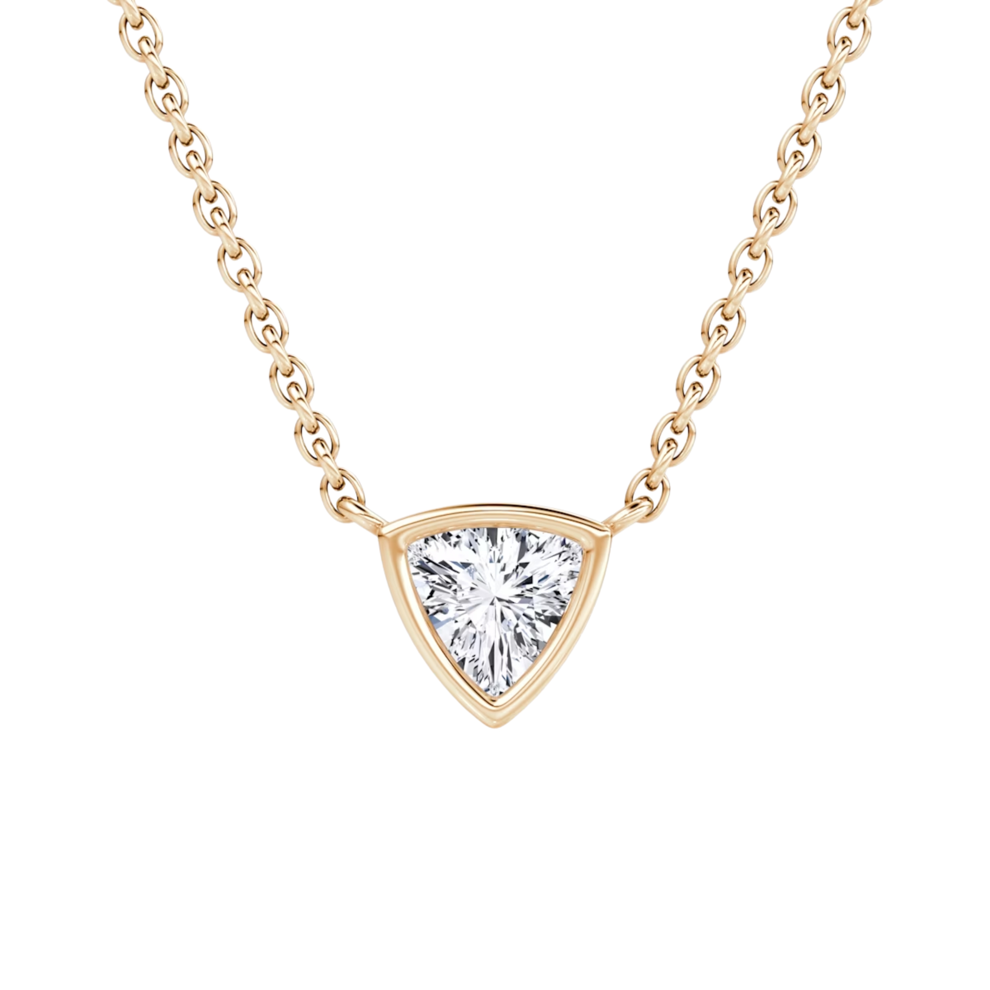 0.25ct Trillion Bezel Necklace 14K Rose Gold