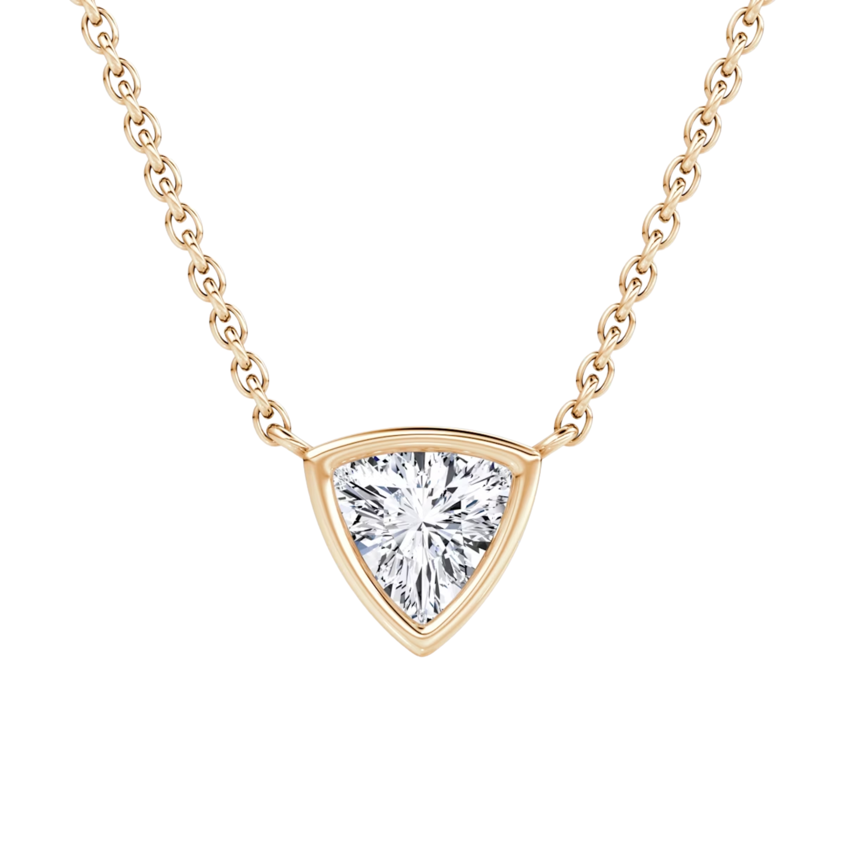 0.50ct Trillion Bezel Necklace 14K Rose Gold