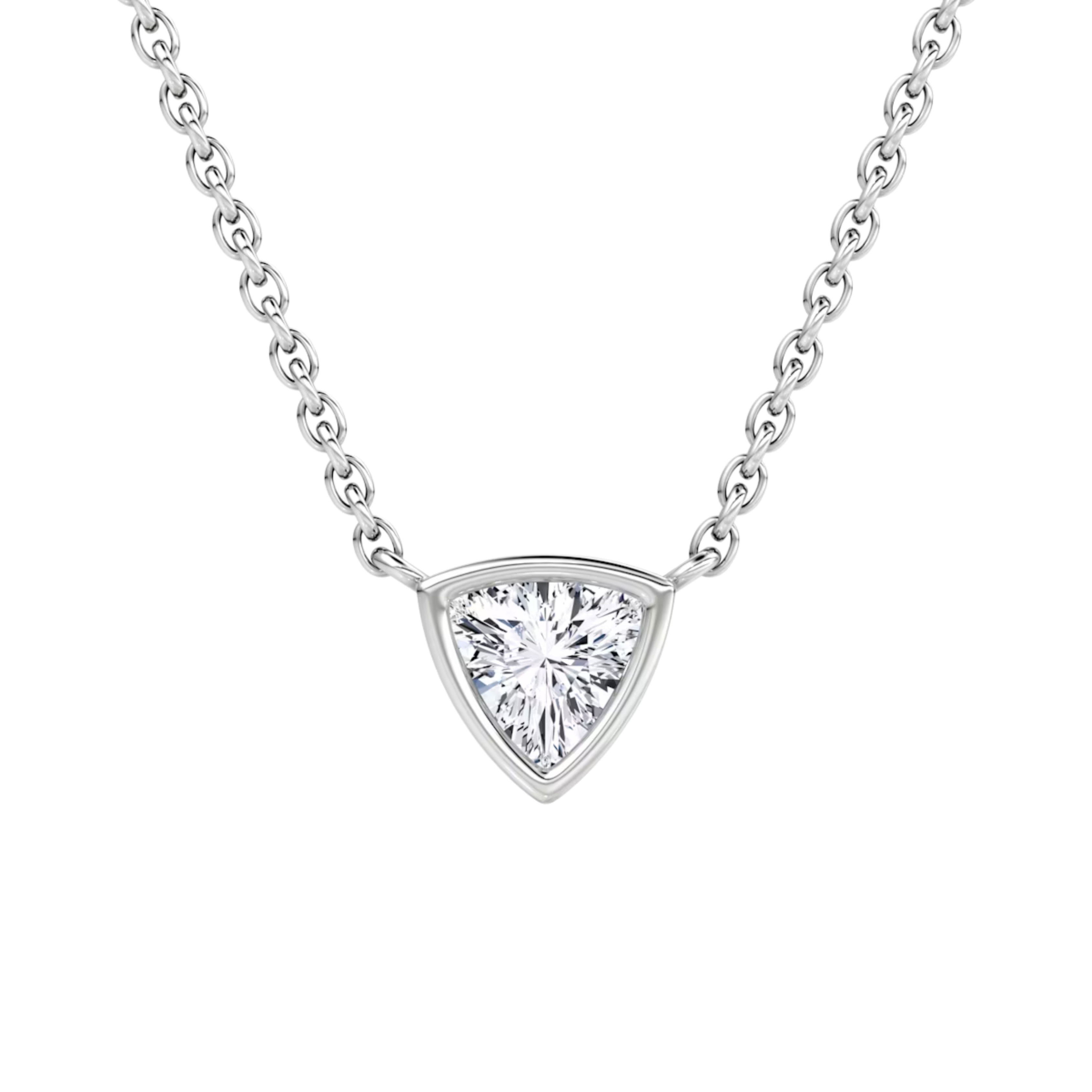 0.25ct Trillion Bezel Necklace 14K White Gold