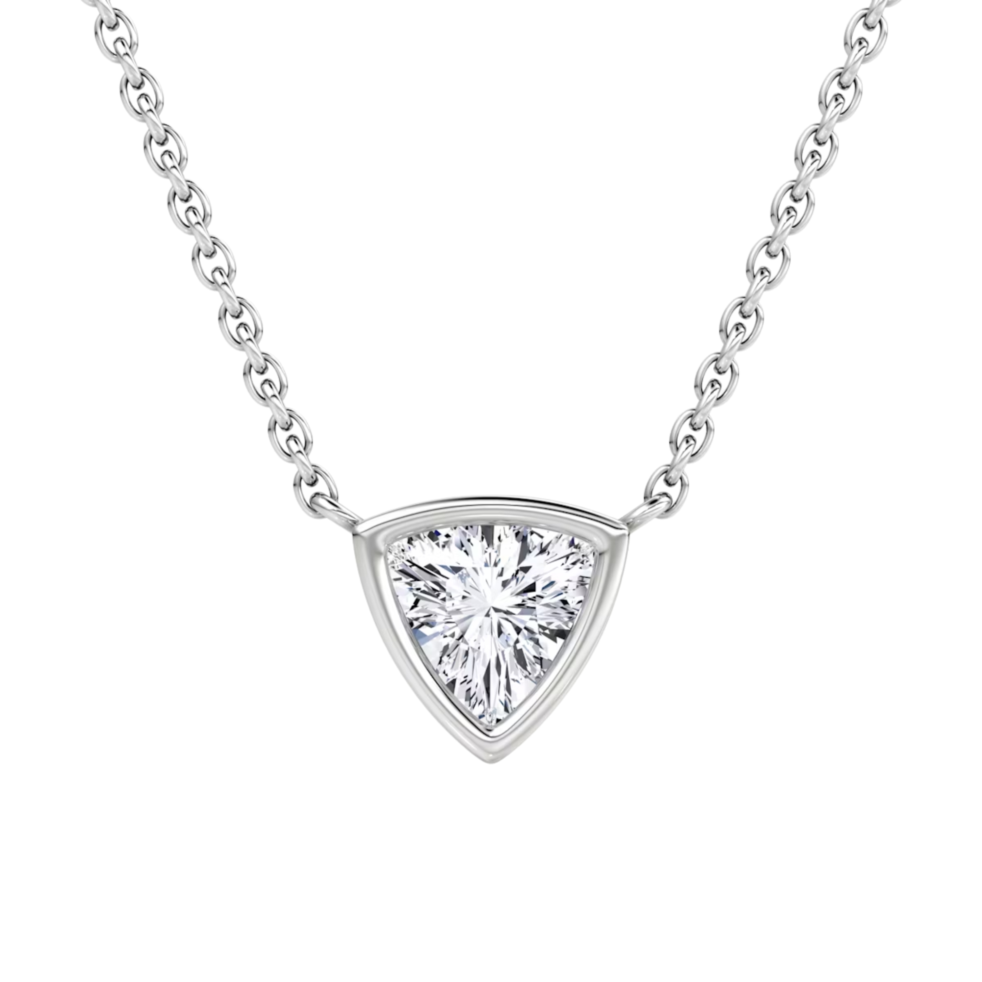 0.50ct Trillion Bezel Necklace 14K White Gold