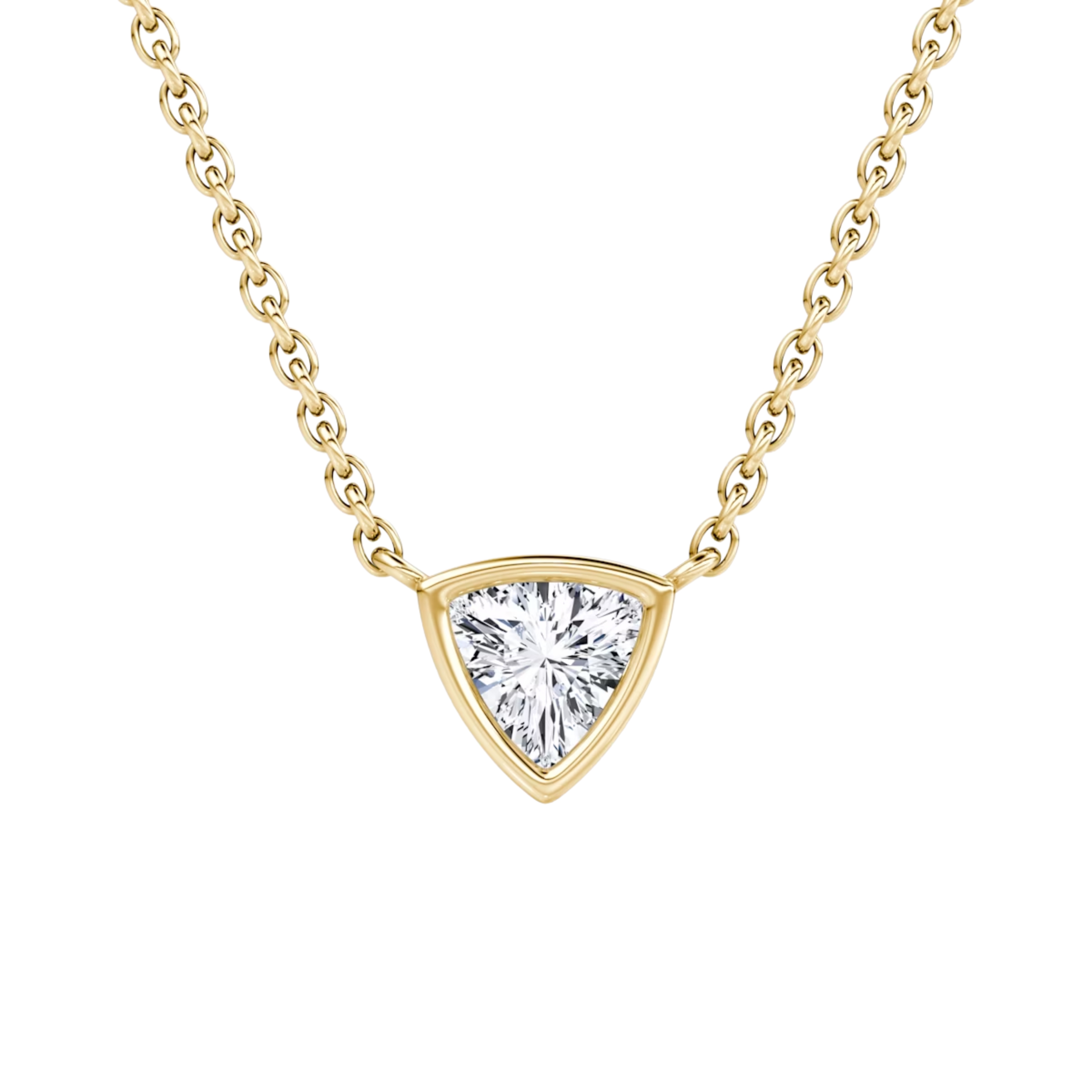 0.25ct Trillion Bezel Necklace 14K Yellow Gold
