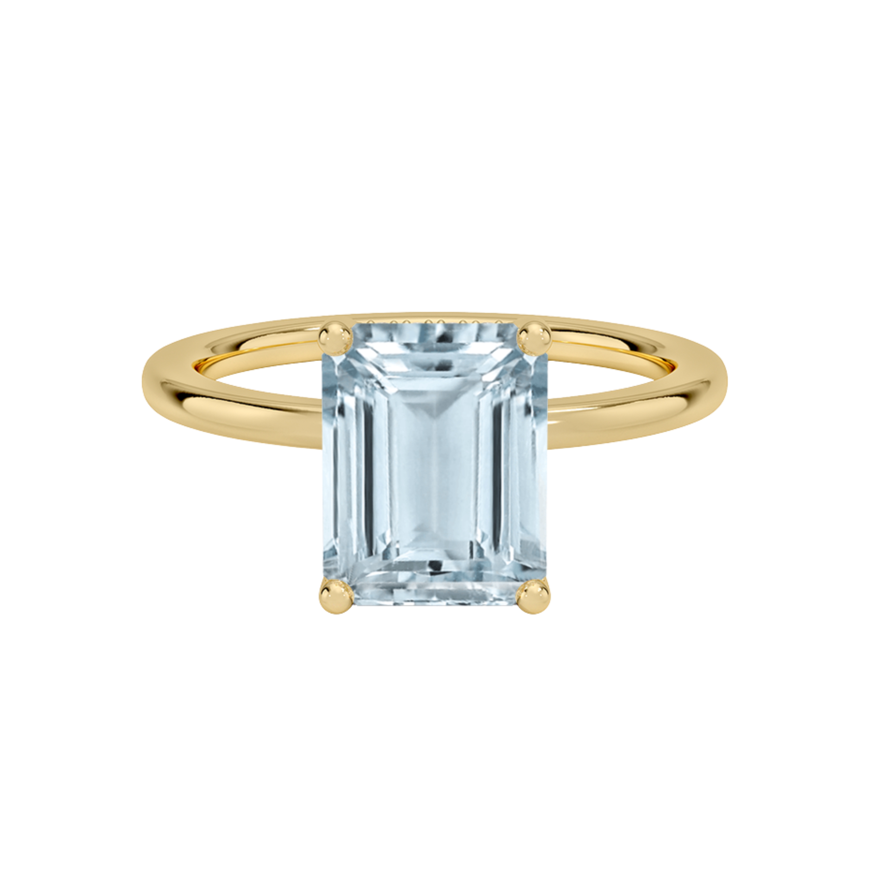 2ct Aquamarine Emerald Cut Engagement Ring 14K Yellow Gold