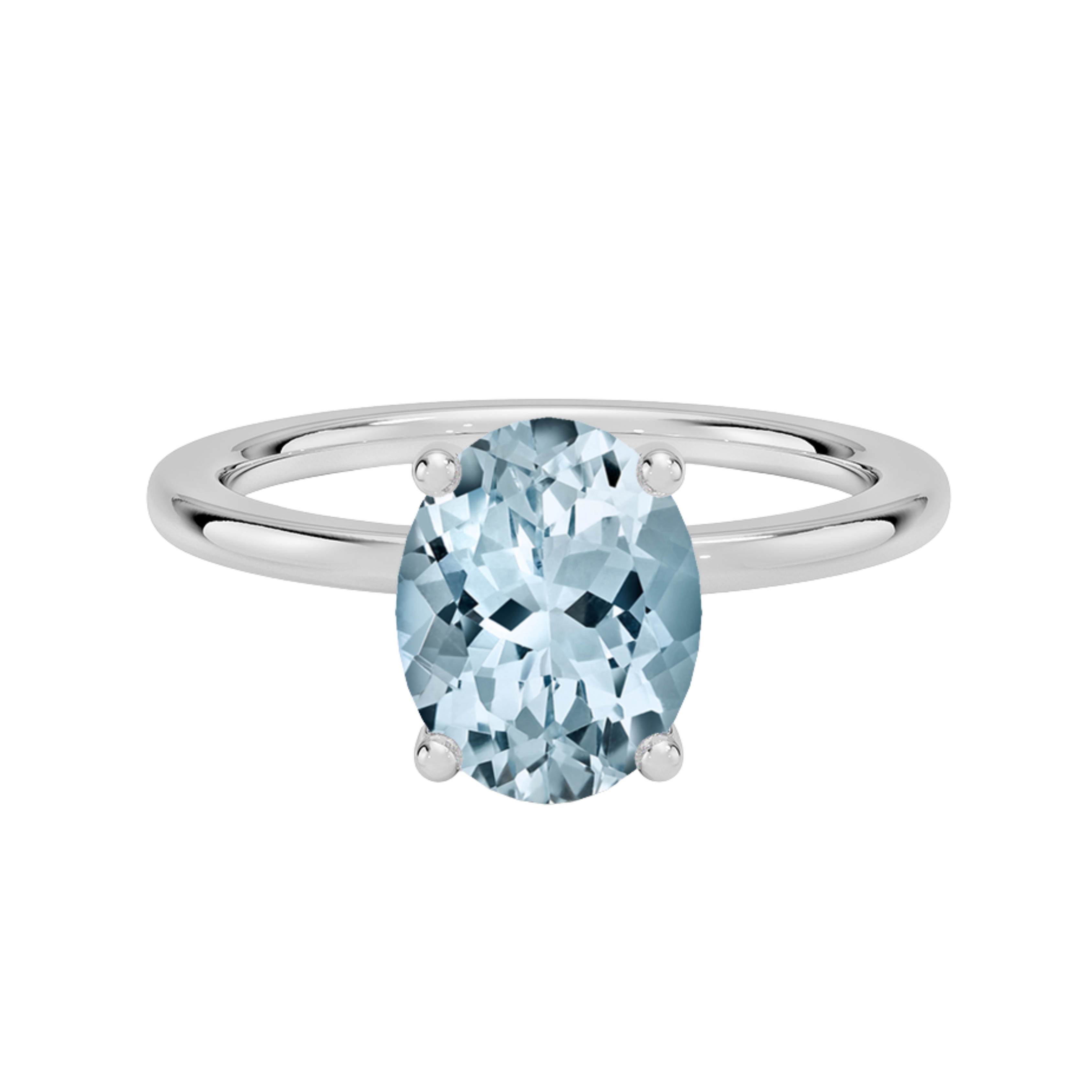 2ct Aquamarine Oval Cut Engagement Ring 14K White Gold