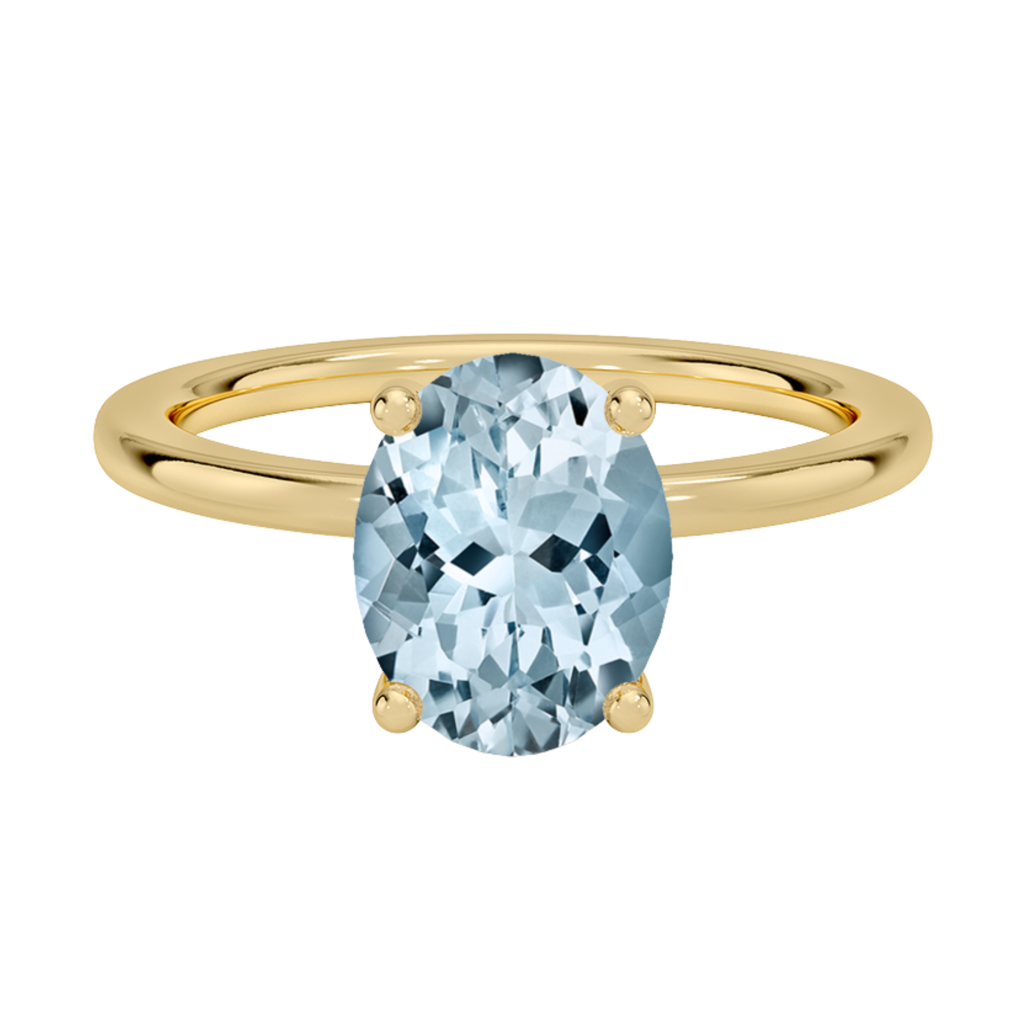 1ct Aquamarine Oval Cut Engagement Ring 14K Yellow Gold