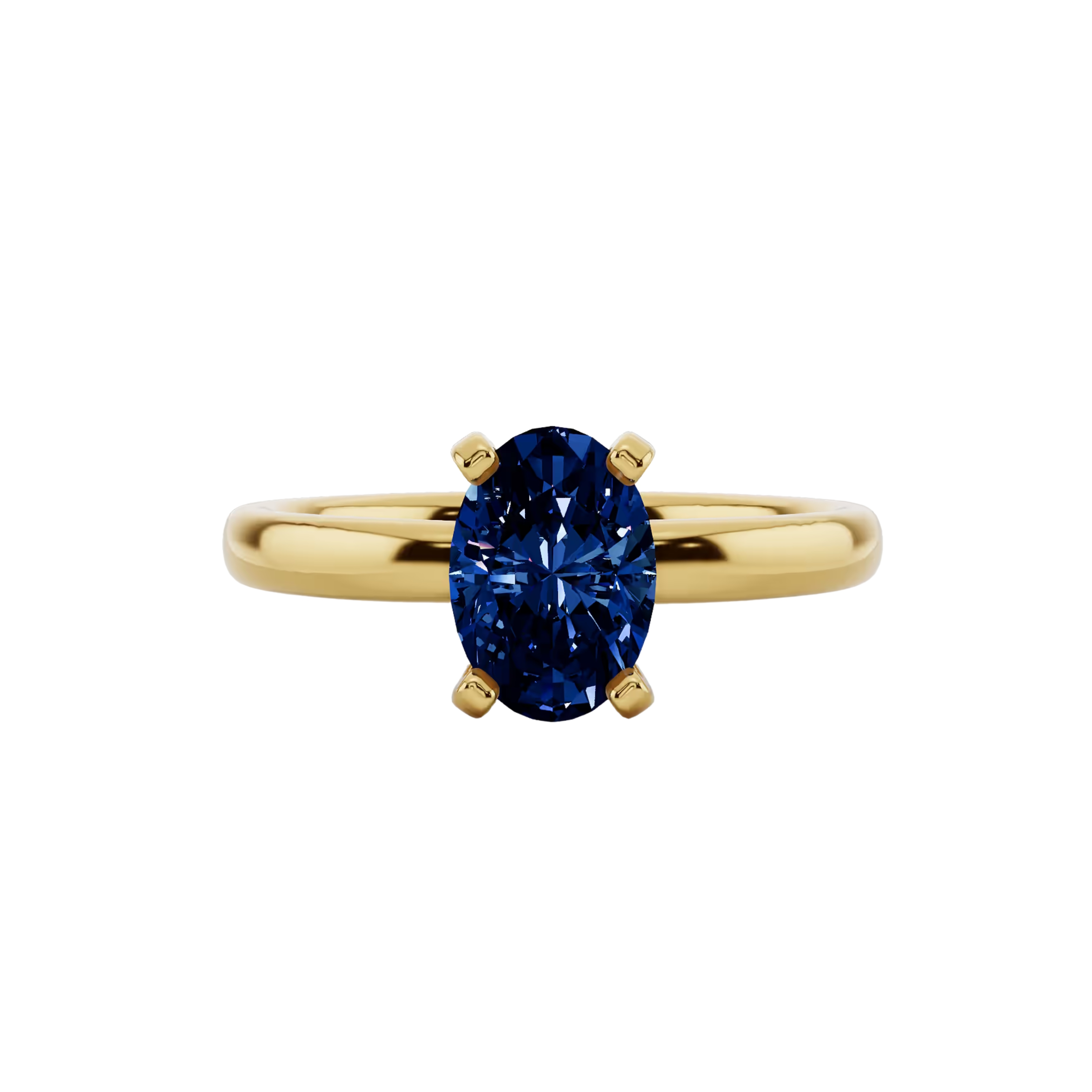 1ct Blue Sapphire Oval Cut Engagement Ring 14K Yellow Gold