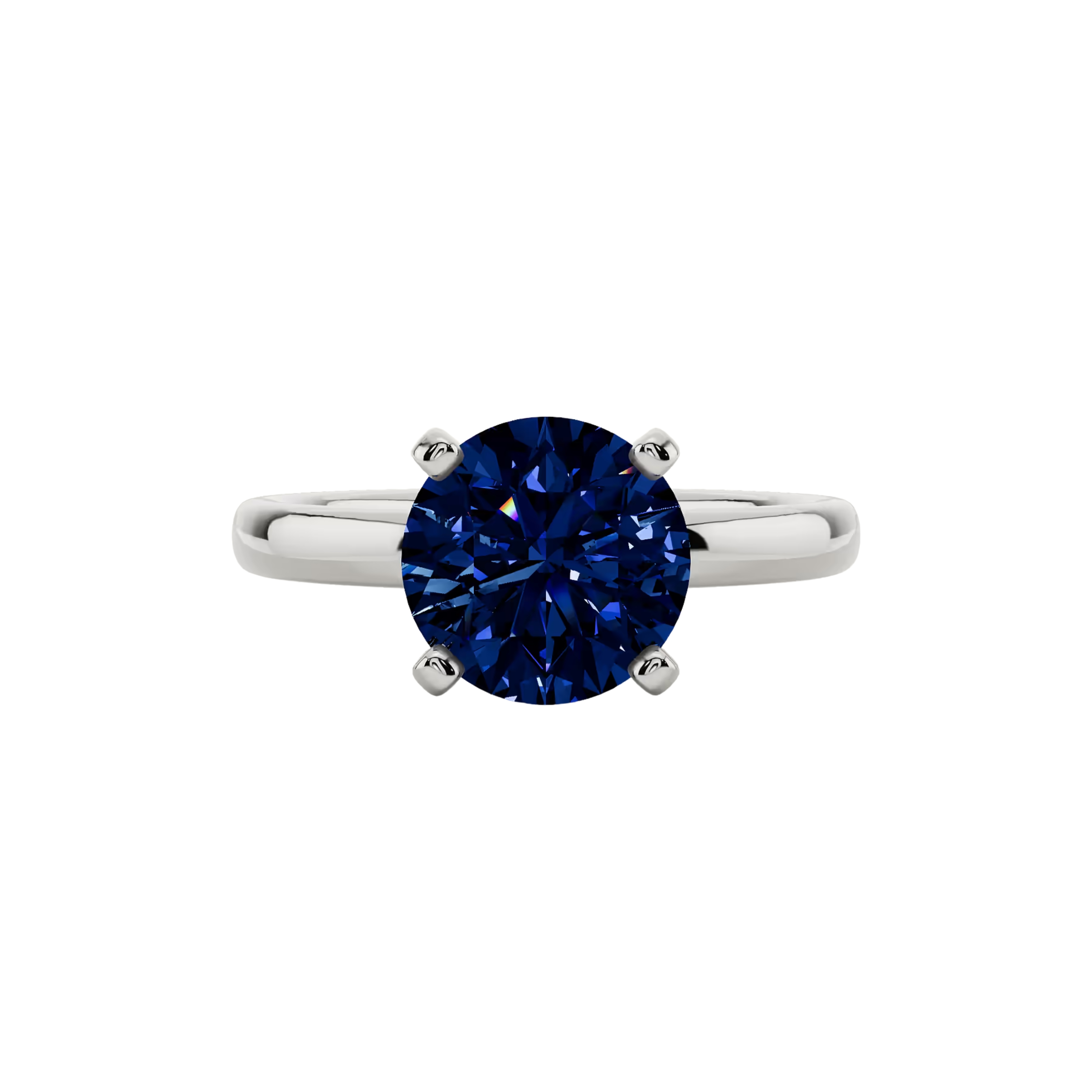 2ct Blue Sapphire Round Cut Engagement Ring 14K White Gold