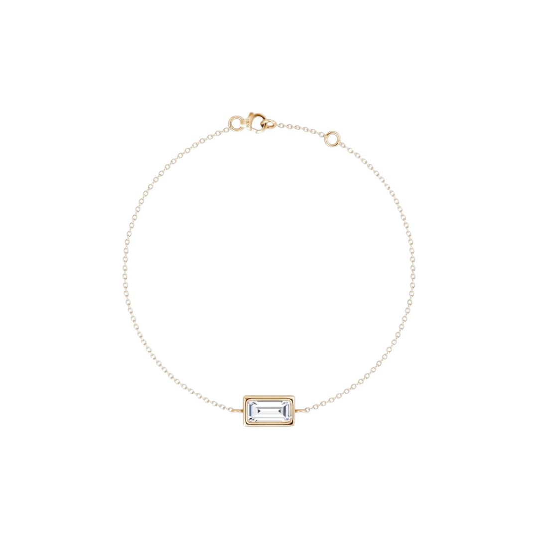 Solitaire Baguette Bezel Bracelet 14K Rose Gold 0.25CT