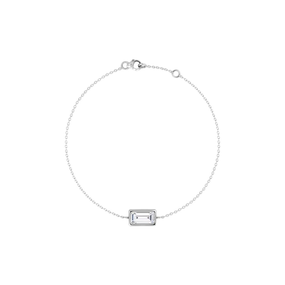Solitaire Baguette Bezel Bracelet 14K White Gold 0.25CT