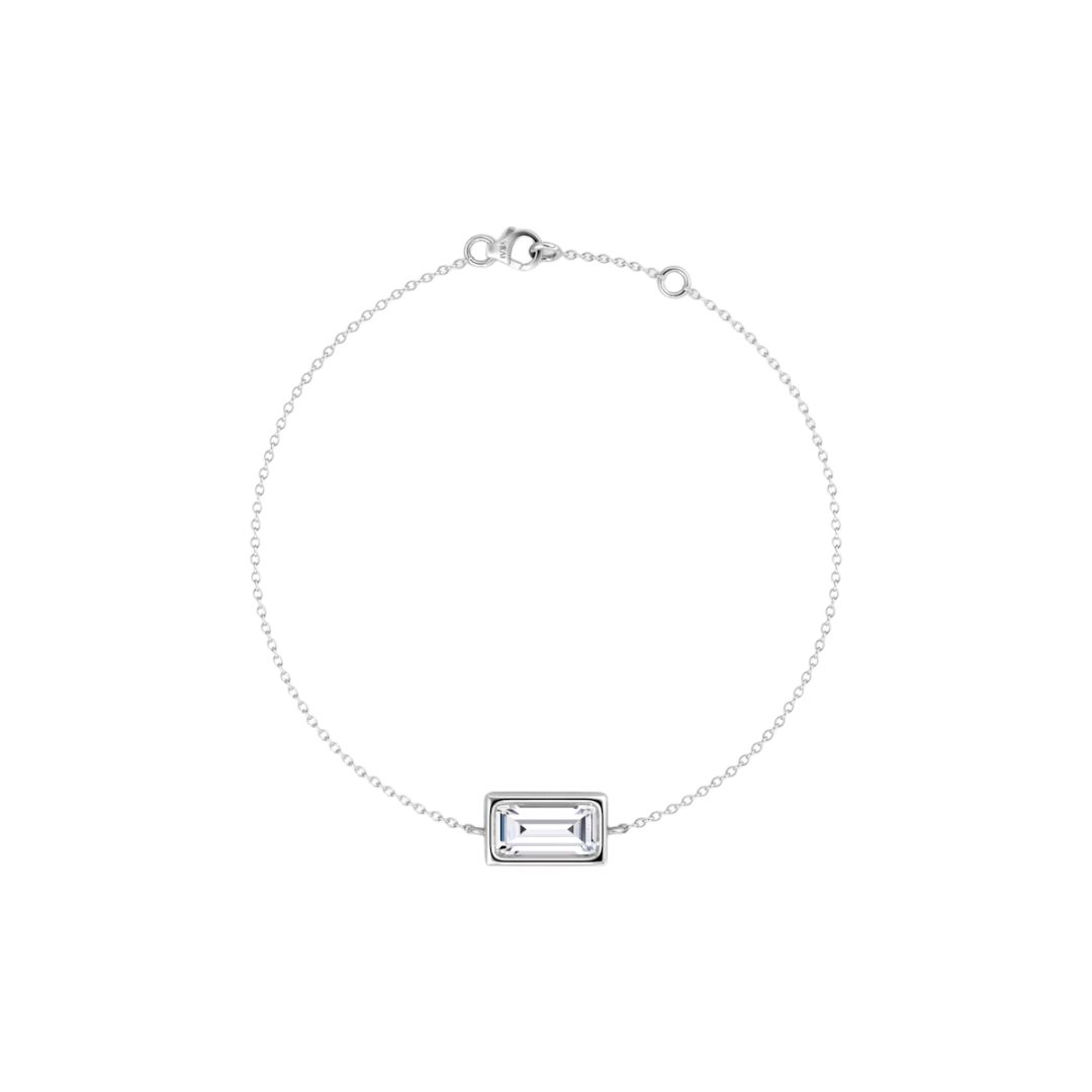 Solitaire Baguette Bezel Bracelet 14K White Gold 0.50CT
