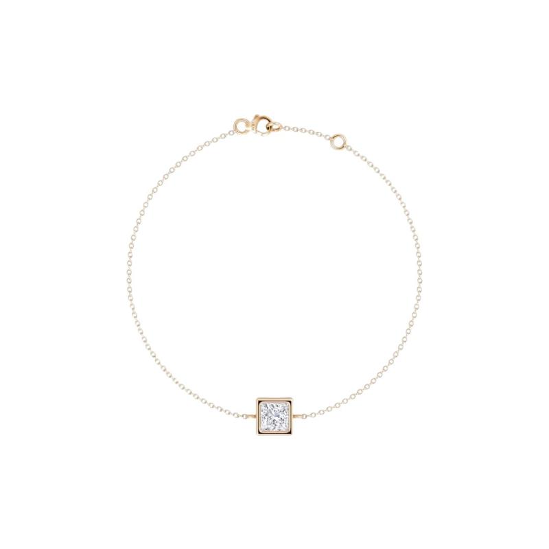 Solitaire Princess Bezel Bracelet 14K Rose Gold 0.25CT