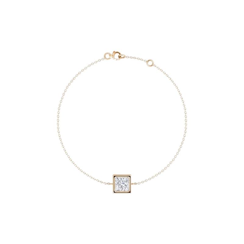 Solitaire Princess Bezel Bracelet 14K Rose Gold 0.50CT