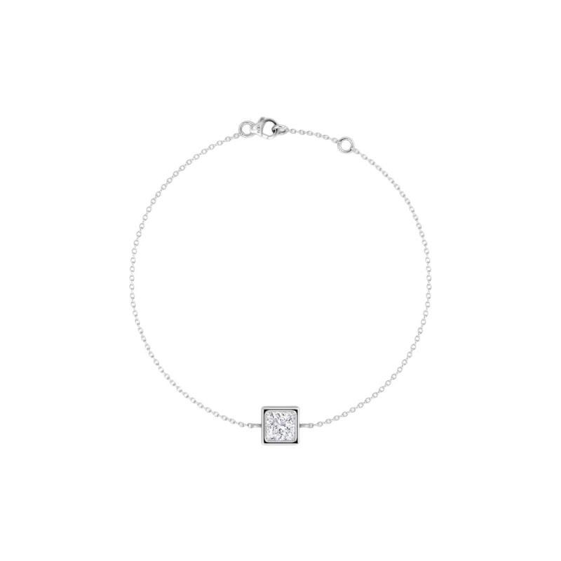 Solitaire Princess Bezel Bracelet 14K White Gold 0.25CT