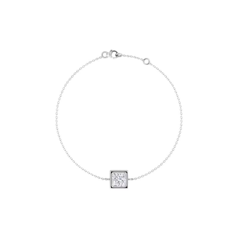 Solitaire Princess Bezel Bracelet 14K White Gold 0.50CT