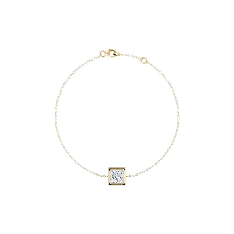 Solitaire Princess Bezel Bracelet 14K Yellow Gold 0.50CT