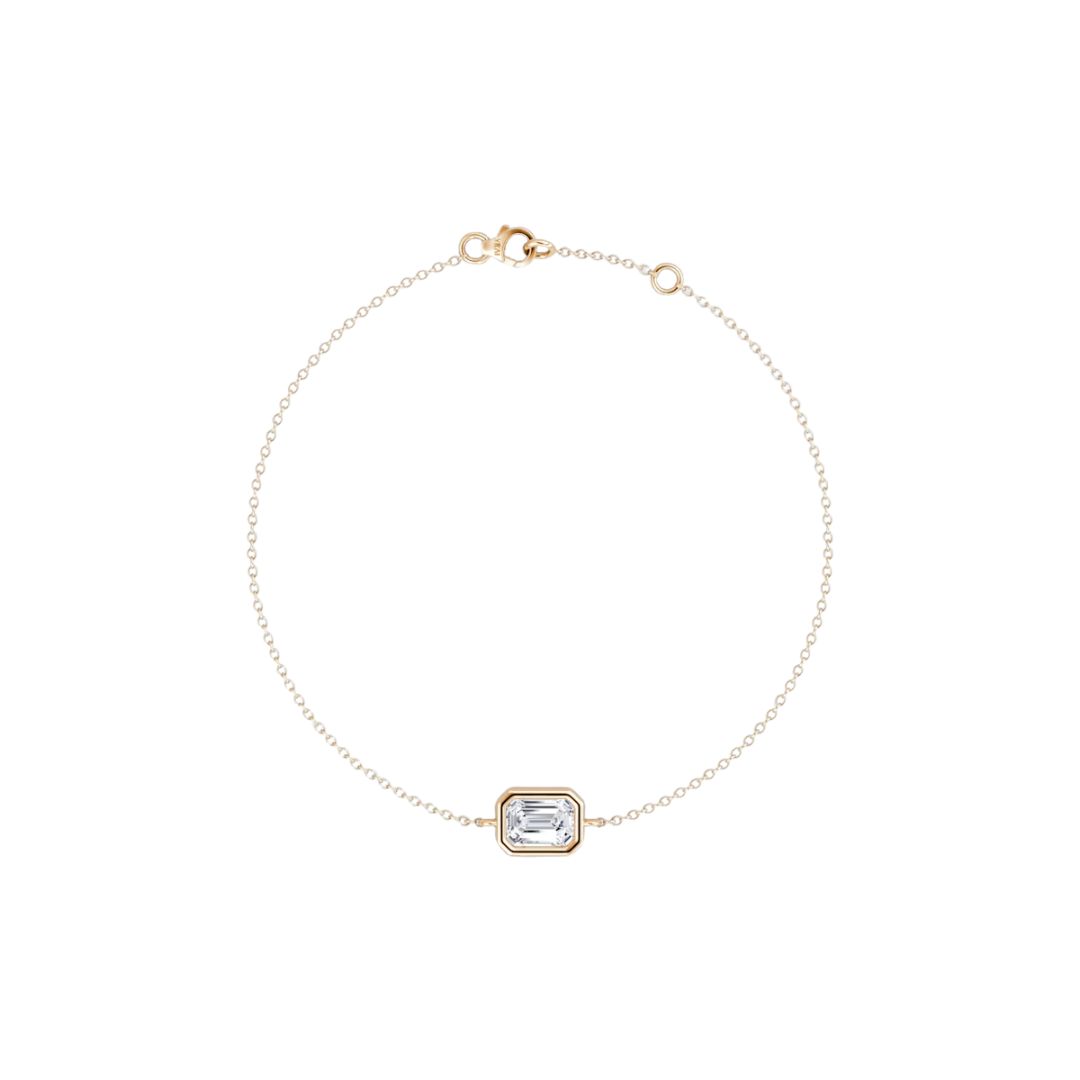 Solitaire Emerald Bezel Bracelet 14K Rose Gold 0.25CT