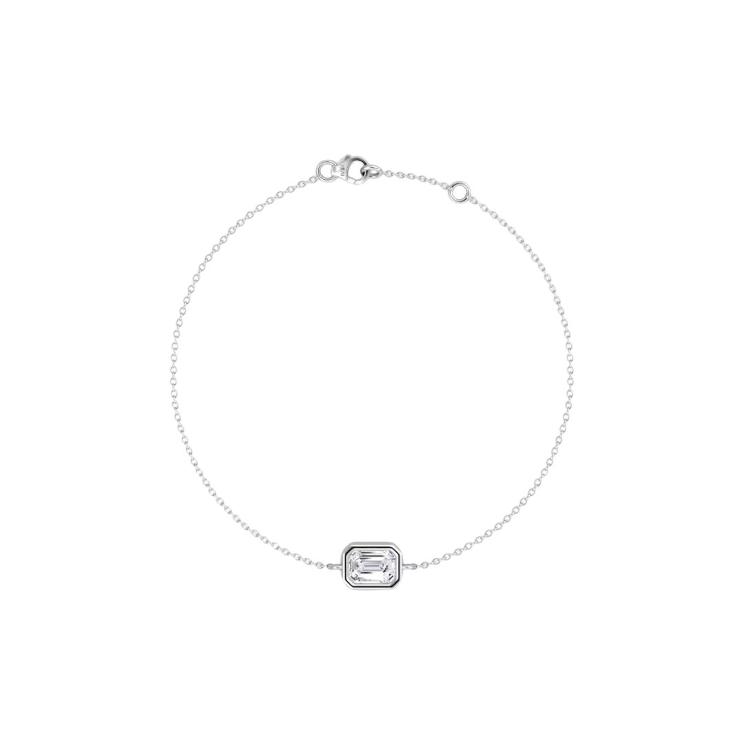 Solitaire Emerald Bezel Bracelet 14K White Gold 0.25CT