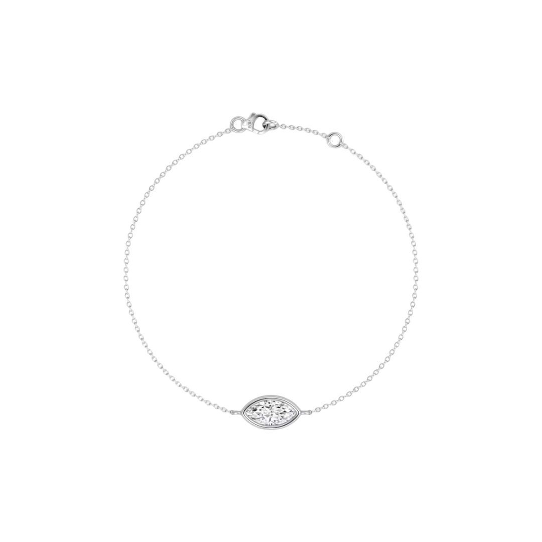 Solitaire Marquise Bezel Bracelet 14K White Gold 0.25CT