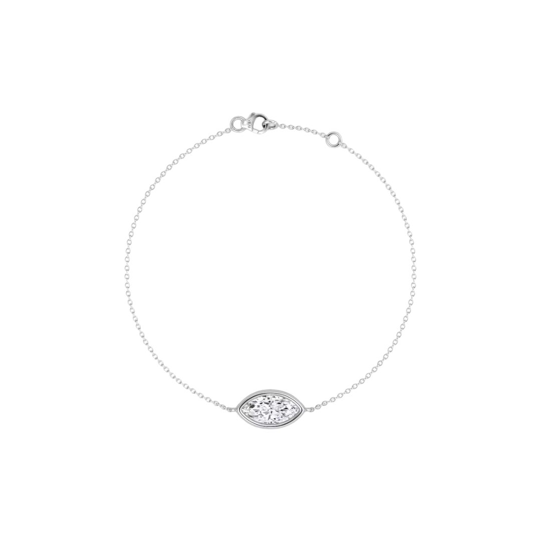 Solitaire Marquise Bezel Bracelet 14K White Gold 0.50CT