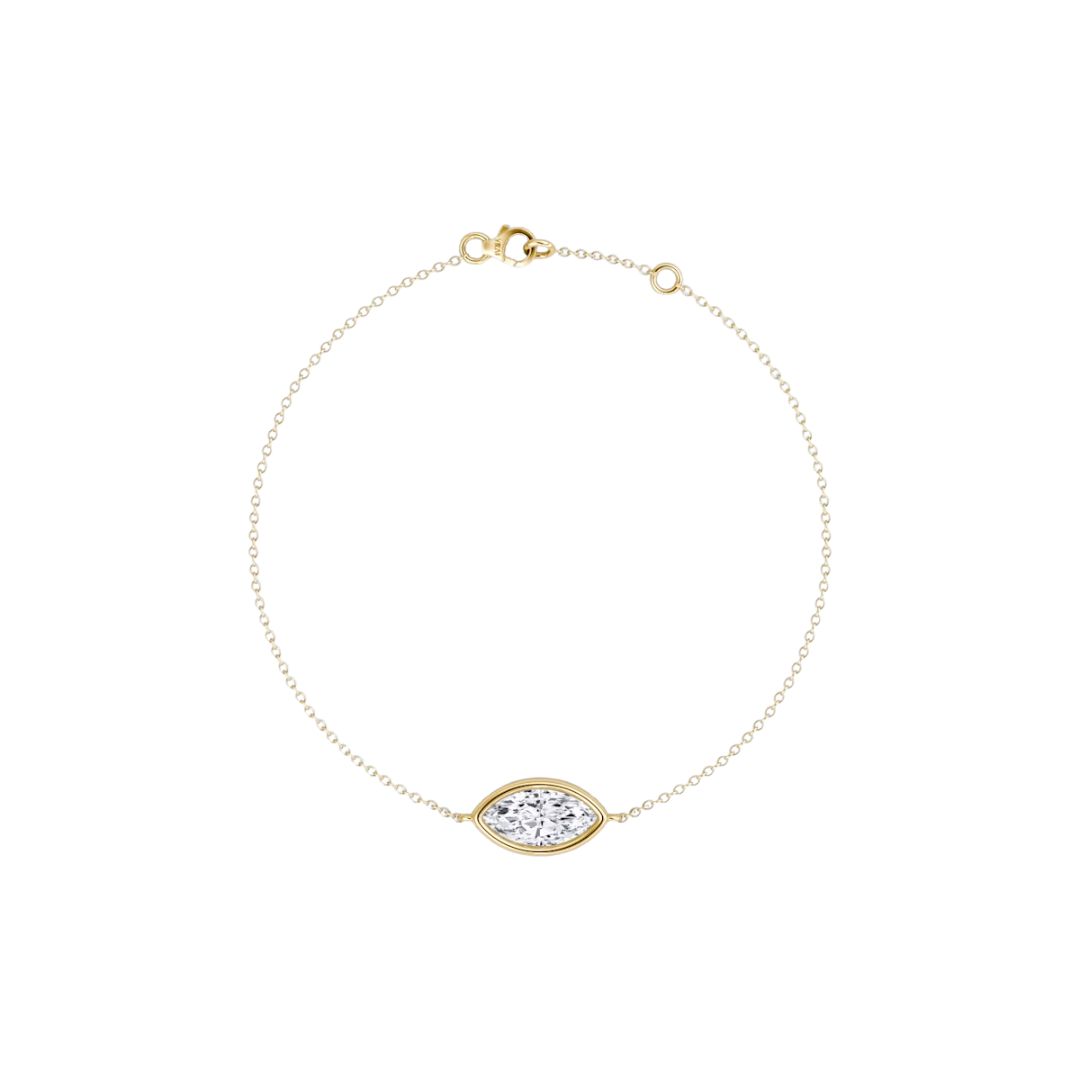 Solitaire Marquise Bezel Bracelet 14K Yellow Gold 0.50CT