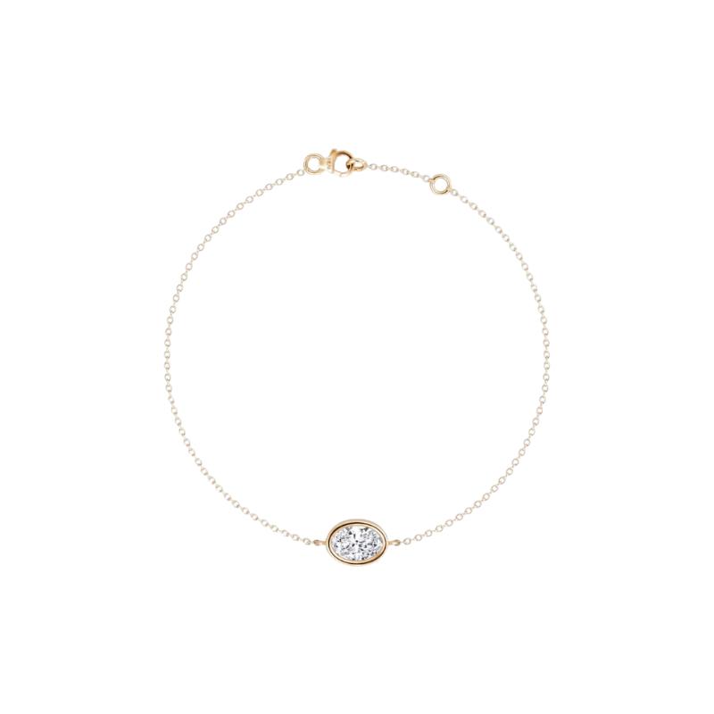 Solitaire Oval Bezel Bracelet 14K Rose Gold 0.25CT