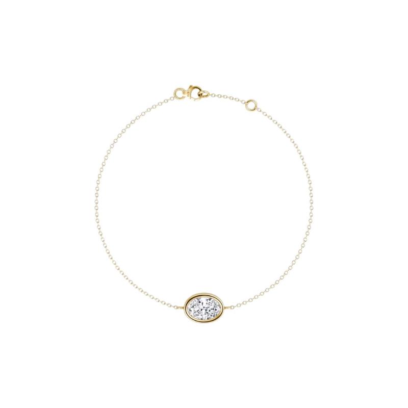 Solitaire Oval Bezel Bracelet 14K Yellow Gold 0.50CT