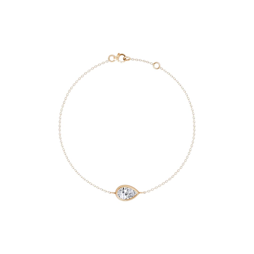 Solitaire Pear Bezel Bracelet 14K Rose Gold 0.25CT